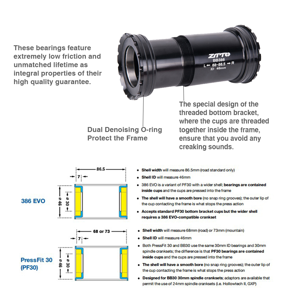 ZTTO BB386 30 Bottom Bracket w - Ceramic Bearing Bottom Bracket Bb86 ulasan dan harga